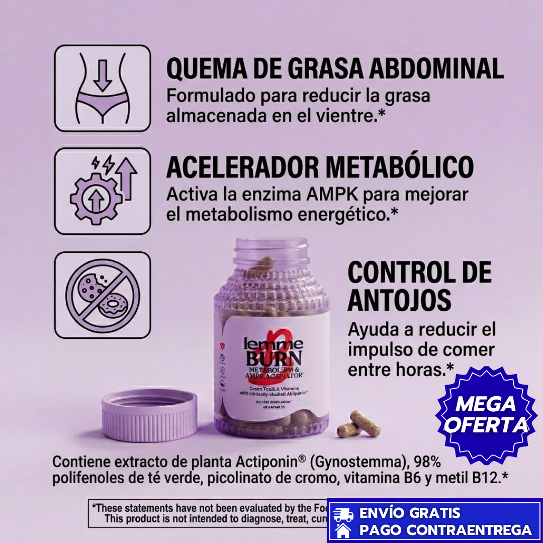 LemmeBurn: Cápsulas que aceleran el metabolismo y queman grasa abdominal